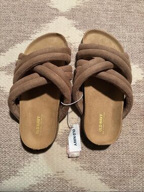 Old Navy Brown Crisscross Slide Sandals